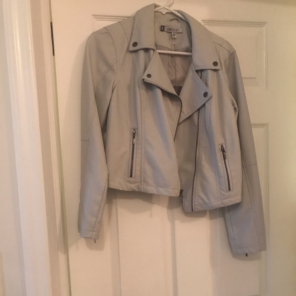 Light Grey Faux Leather Jacket